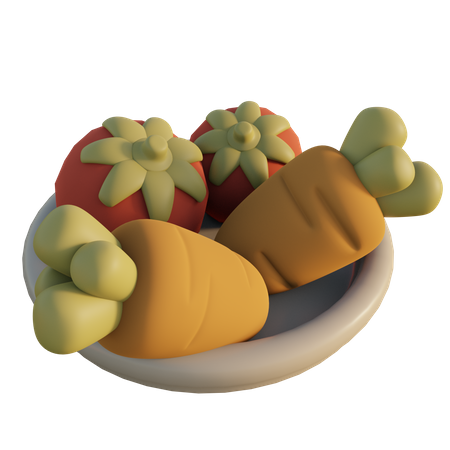 Cenoura e tomate  3D Icon