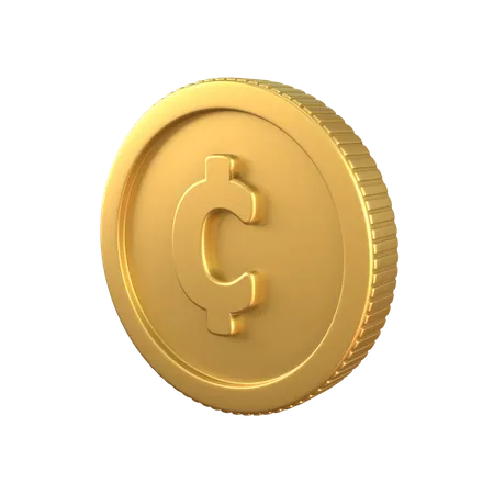 Cent Gold Coin 3D Illustration