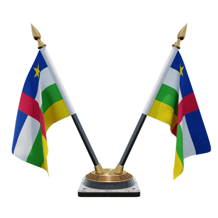 Central African Republic Double Desk Flag Stand  3D Illustration
