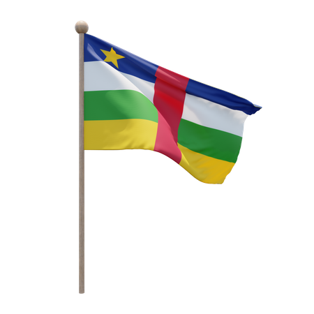 Central African Republic Flag Pole  3D Flag