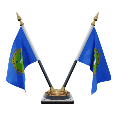 Central American Integration System Double (V) Desk Flag Stand  3D Icon