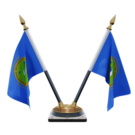Central American Integration System Double (V) Desk Flag Stand  3D Icon