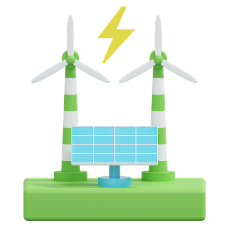 Centrale électrique à énergie renouvelable  3D Icon