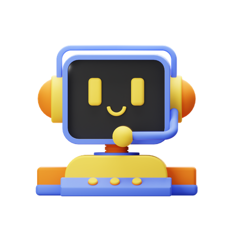 Robot de centre d'appels faisant le sourire  3D Illustration