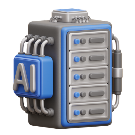 Centre de données de serveur IA  3D Icon