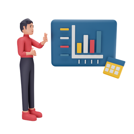 CEO analyzing growth graph  3D Illustration