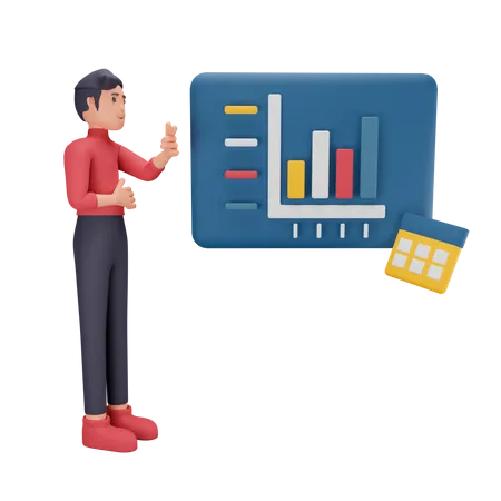 CEO analyzing growth graph  3D Illustration