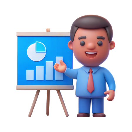 CEO con tablero de presentación  3D Icon