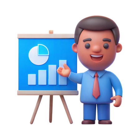 CEO with Presentation Board  3D Illustration