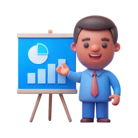 CEO with Presentation Board  3D Illustration