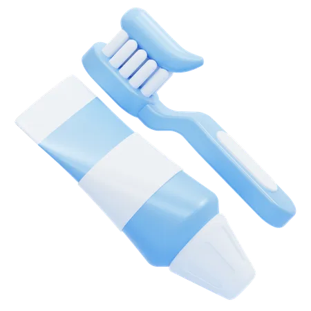 Cepillo de dientes con pasta  3D Icon