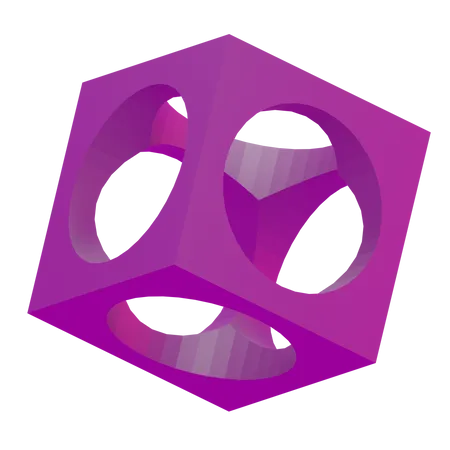 Géométrie de base du cube de cercle  3D Icon