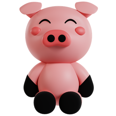 Cerdito rosado alegre  3D Icon