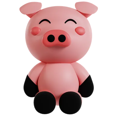 Cerdito rosado alegre  3D Icon