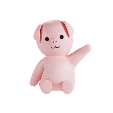 Cerdo saludando con la mano  3D Illustration