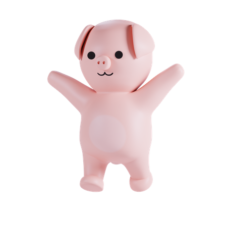 Cerdo agitando las manos  3D Icon
