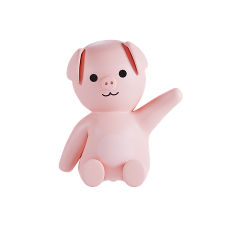 Cerdo saludando con la mano  3D Icon