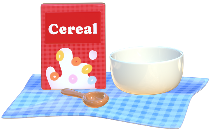 Cereal Box And Bowl Set  3D Icon