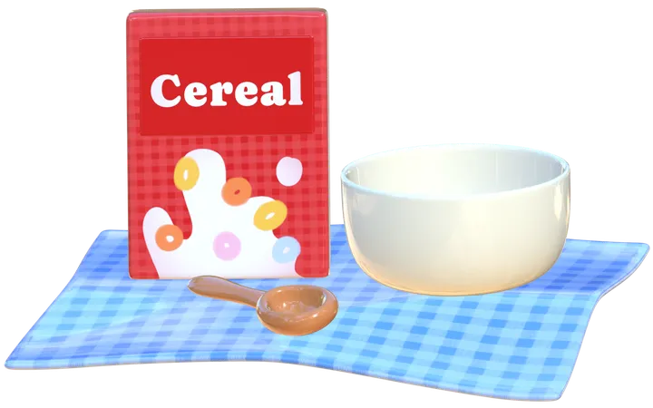 Cereal Box And Bowl Set  3D Icon