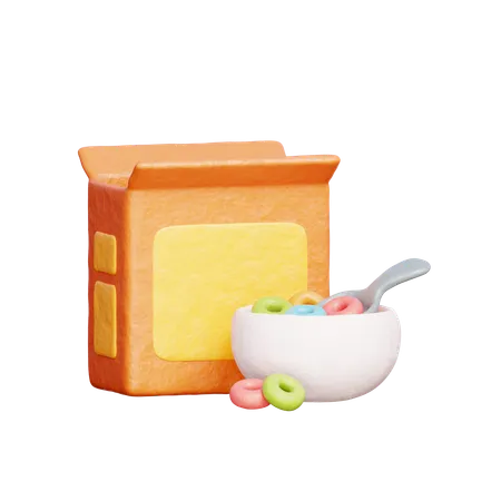 Cereal e leite  3D Icon