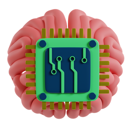 Cérebro de chip de inteligência artificial  3D Icon