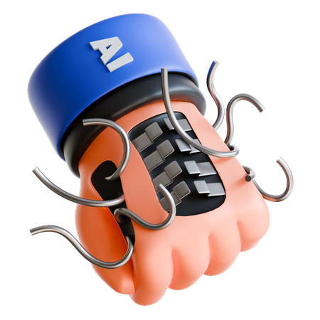 Cérebro com capacete de segurança cibernética  3D Icon