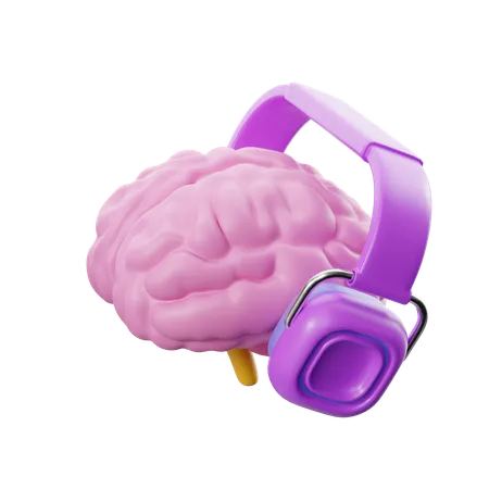 Cerebro con auriculares  3D Icon