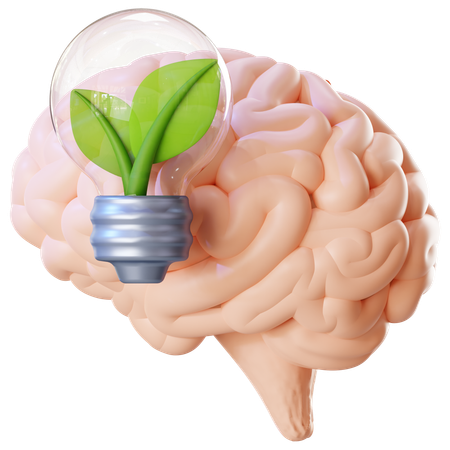 Cerebro con bombilla ecologica  3D Icon