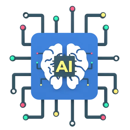 Cérebro de Inteligência Artificial  3D Icon