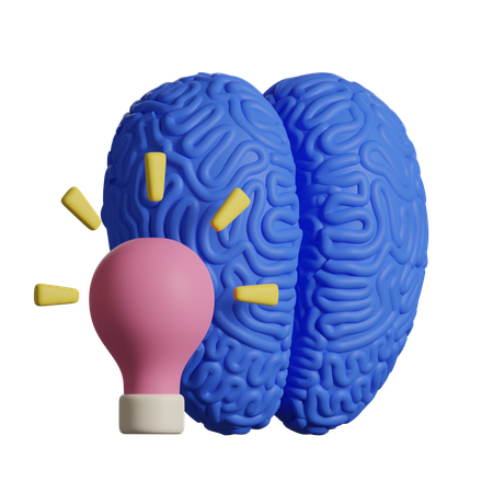 Cerebro y bombilla  3D Icon