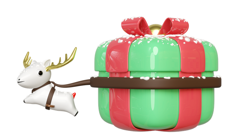 Cerf avec cadeau  3D Icon