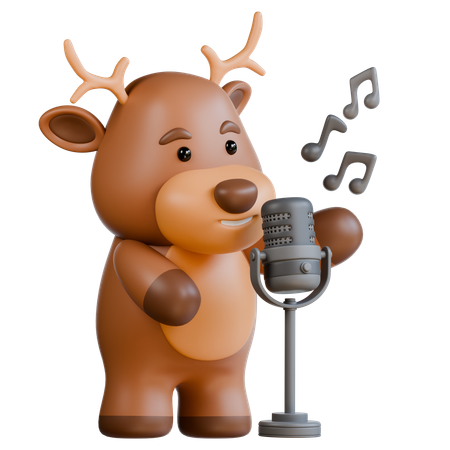 Cerf avec microphone  3D Icon