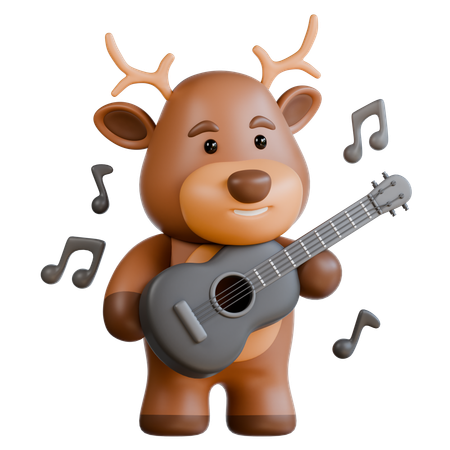 Cerf jouant de la guitare  3D Icon