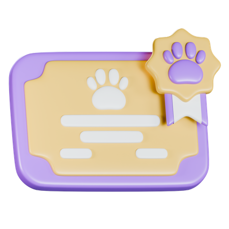 Certificación de mascotas  3D Icon