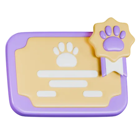 Certificación de mascotas  3D Icon