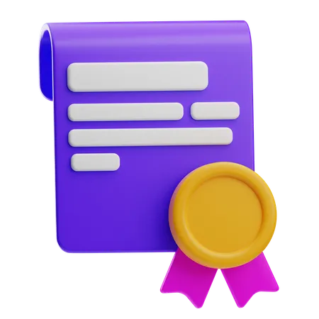 Certificado  3D Icon