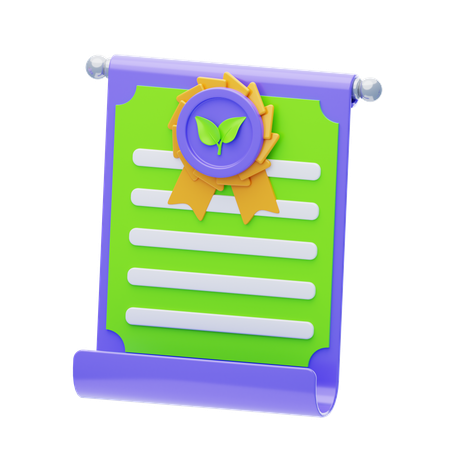 Certificado ambiental  3D Icon