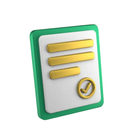 Certificado aprovado  3D Icon