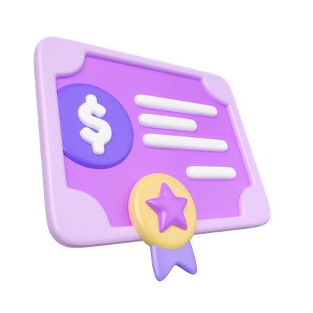 Certificado bancário  3D Icon