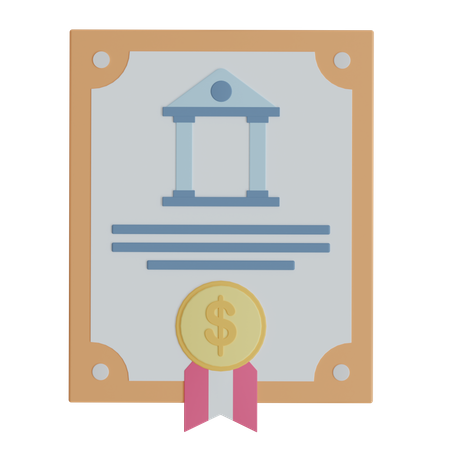 Certificado bancario  3D Icon