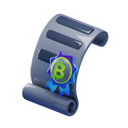 Certificado bitcoin  3D Icon