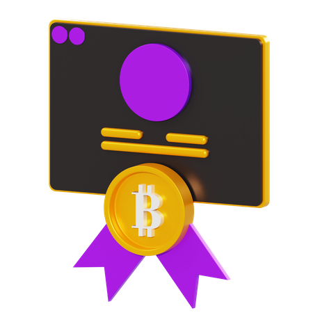Certificado bitcoin  3D Illustration