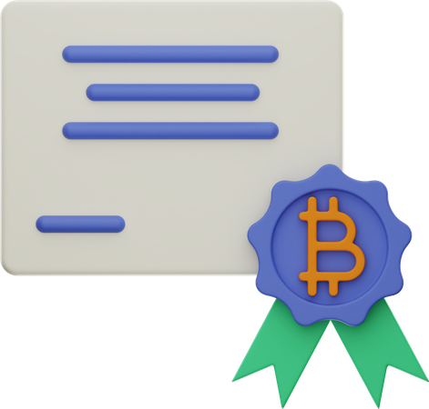 Certificado bitcoin  3D Illustration