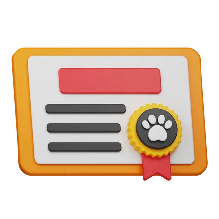 Certificado de animal de estimação  3D Icon