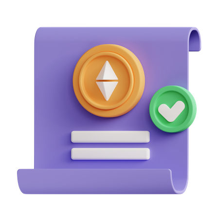 Certificado de criptomoeda  3D Icon