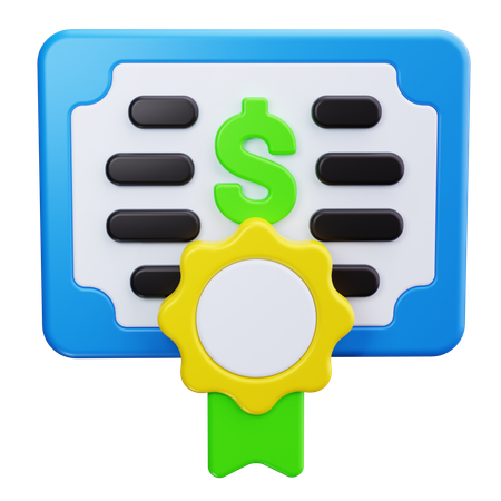 Certificado de dinero  3D Icon