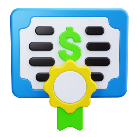 Certificado de dinero  3D Icon