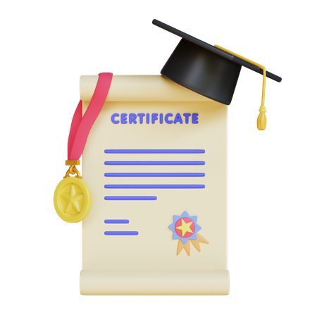 Certificado de graduación  3D Illustration