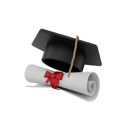 Certificado de graduación y sombrero  3D Icon