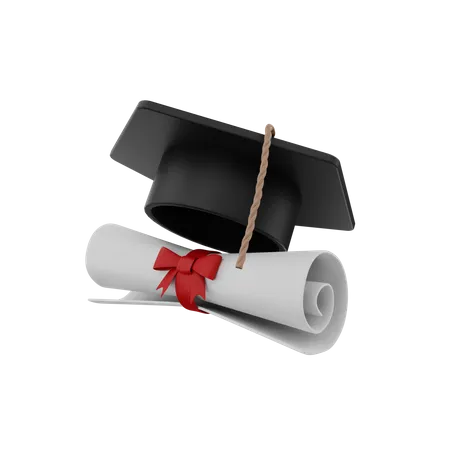 Certificado de graduación y sombrero  3D Icon